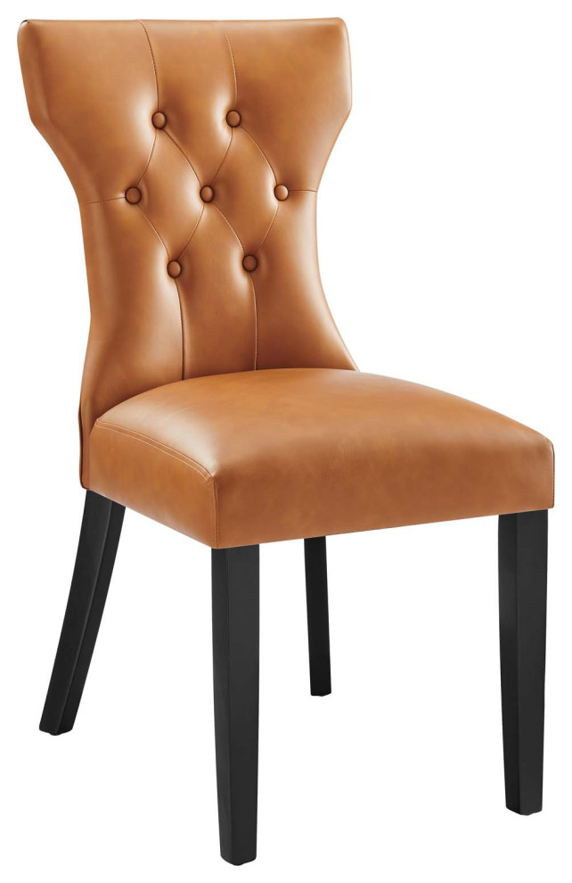 Silhouette Tufted Faux Leather Dining Side Chair   Transitional   Dining Chairs   by Modway  Houzz