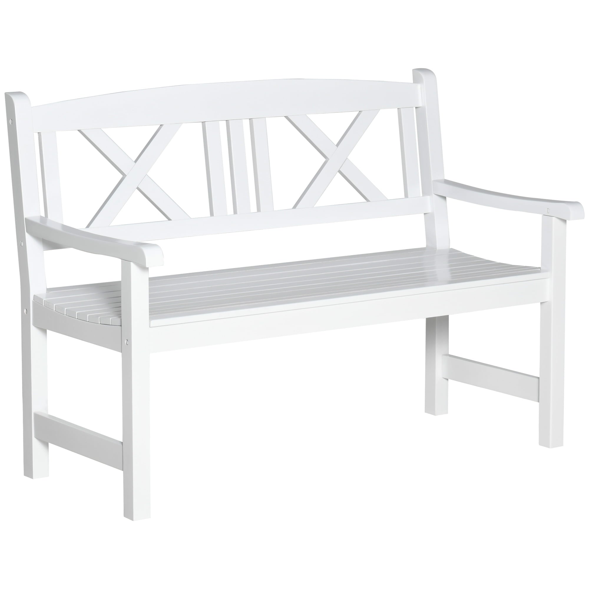 Outsunny 2-Seater Wooden Garden Bench, White