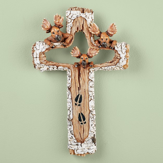 Collections Etc Rustic Intricately Carved Moose Wall Cross