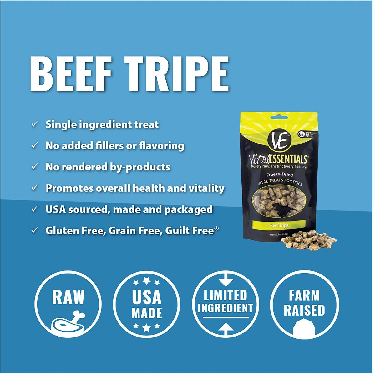 Vital Essentials Beef Tripe Freeze-Dried Raw Dog Treats