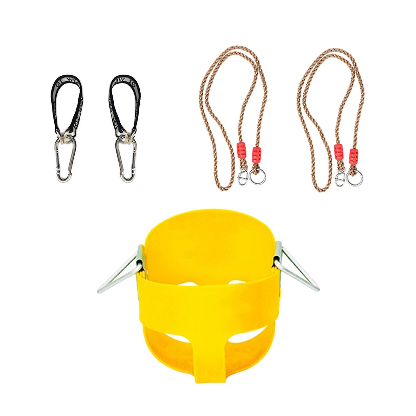 Swing Seat Swing Sets With Hooks High Back Bucket Swing For Tree Indoor Yard Yellow