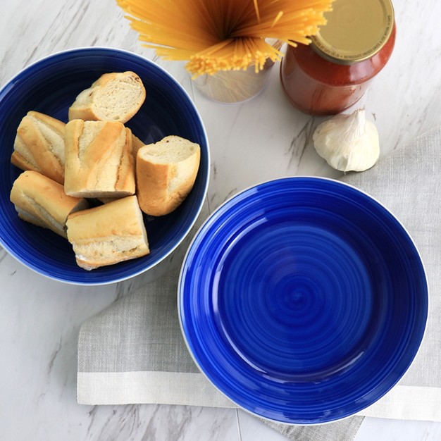 Gibson Home Crenshaw 8 75 Inch 2 Piece Stoneware Pasta Bowl Set In Blue And White