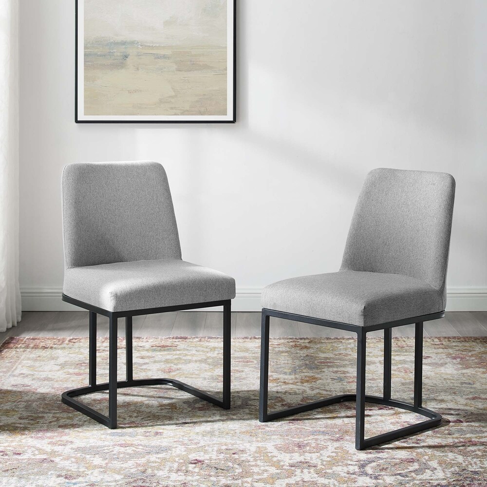 Amplify Sled Base Upholstered Fabric Dining Chairs   Set of 2   N/A