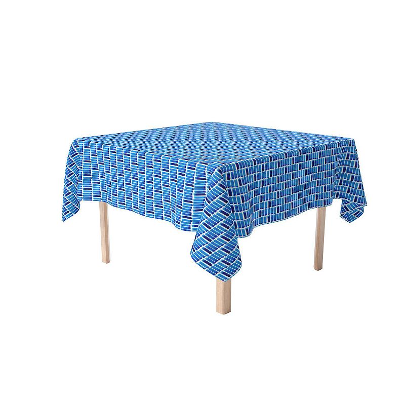 Square Tablecloth， 100% Cotton， 60x60， Blue Abstract Watercolor