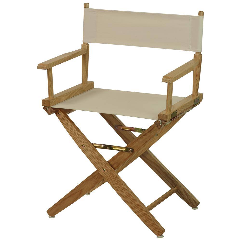 American Trails 18 in. Extra-Wide Natural Wood FrameNatural Canvas Seat Folding Directors Chair 206-00032-12