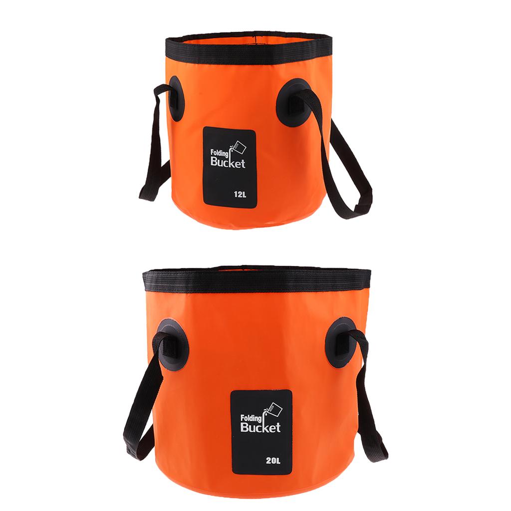 12L 20L Portable Collapsible Washbasin Bucket Camping Fishing Boat Water Fishing Pot - Orange, 12L