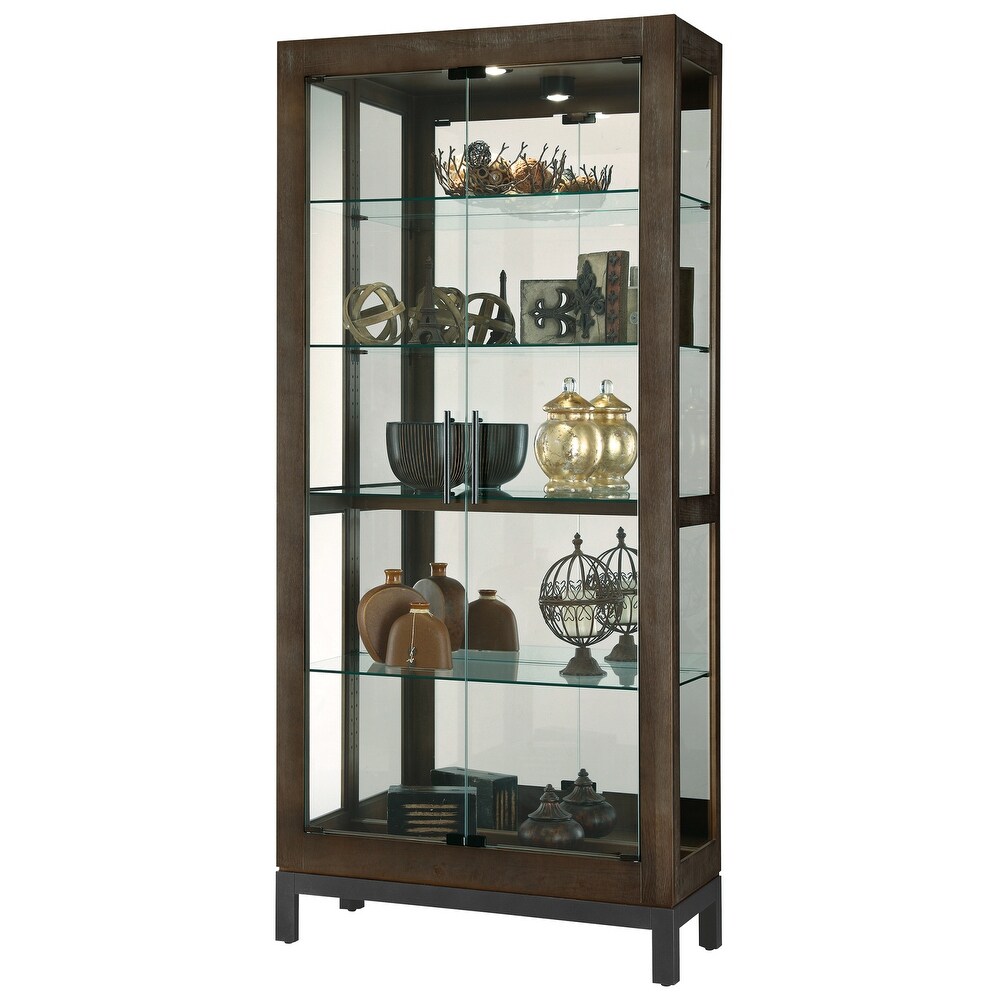 Modern Aged finish Wood and Glass Curio Cabinet by Howard Miller