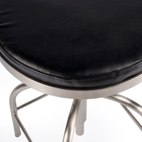 Clyde Black Leather Adjustable Bar Stool