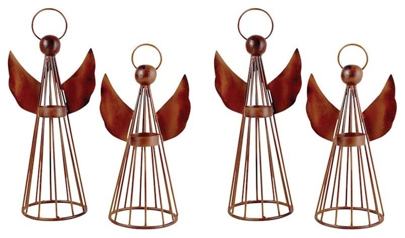 Pomeroy 519147/S4 Holiday Set Of 4 Angel Lighting: 2 Sm 2Lg  Montana Rustic   Contemporary   Christmas Ornaments   by LIGHTING JUNGLE  Houzz