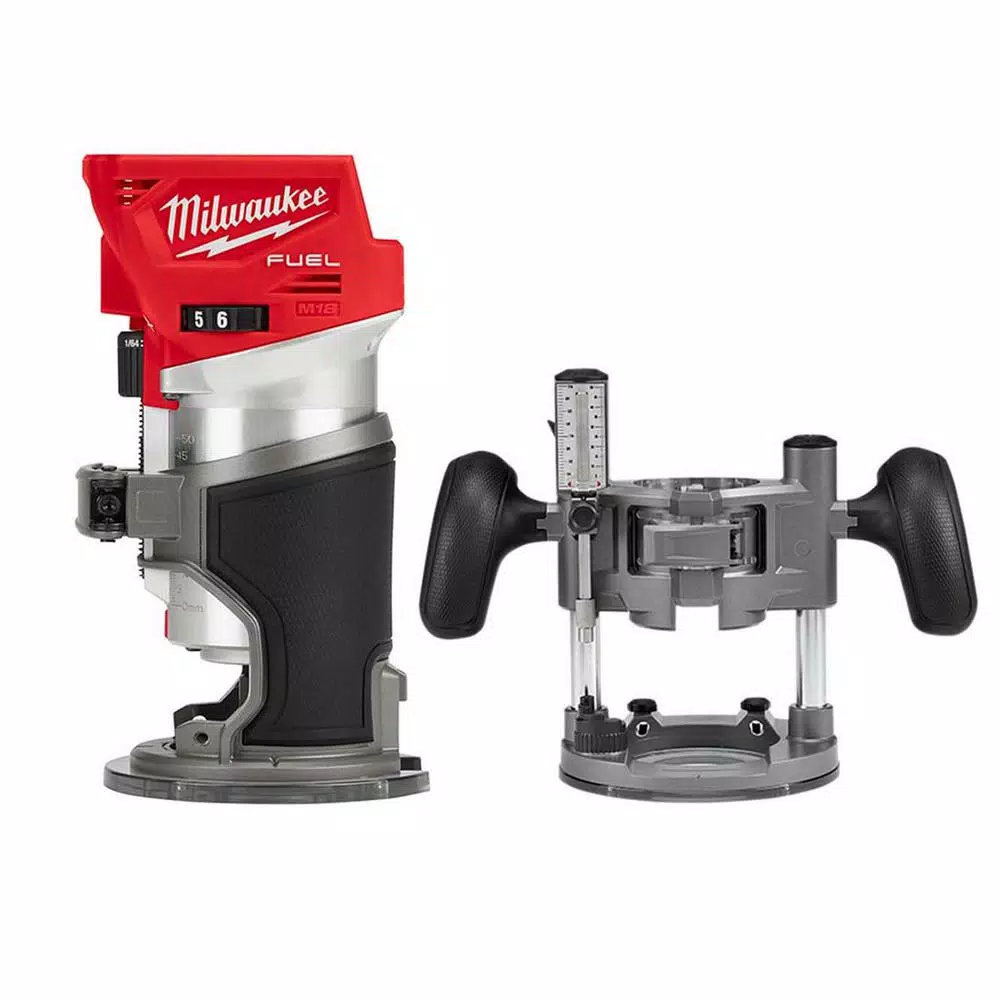 Milwaukee M18 FUEL 18-Volt Lithium-Ion Brushless Cordless Compact Router w/ Compact Router Plunge Base and#8211; XDC Depot