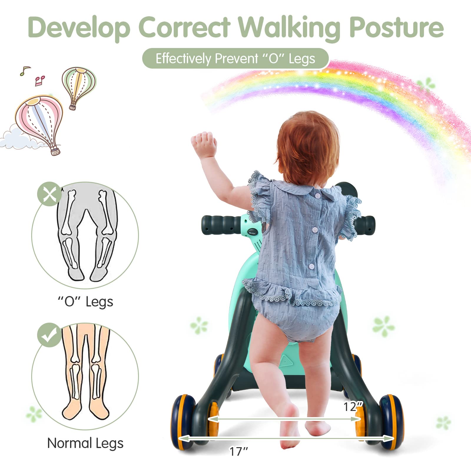 Costzon 2 in 1 Sit to Stand Learning Walker, Early Education Activity Center with Lights