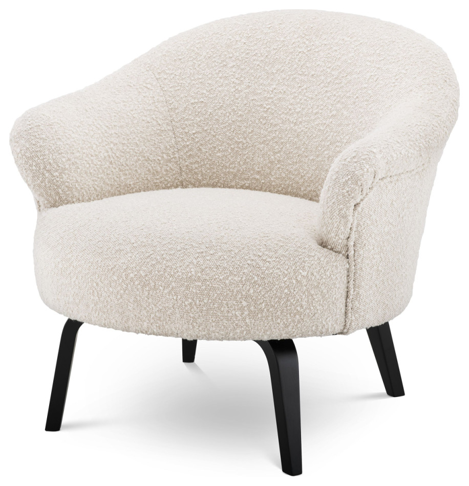 Cream Boucle Bentwood Leg Accent Chair  Eichholtz Moretti   Midcentury   Armchairs And Accent Chairs   by Oroa   Distinctive Furniture  Houzz