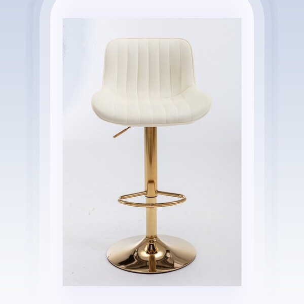 Modern Velvet Adjustable Bar Stools With Golden Base