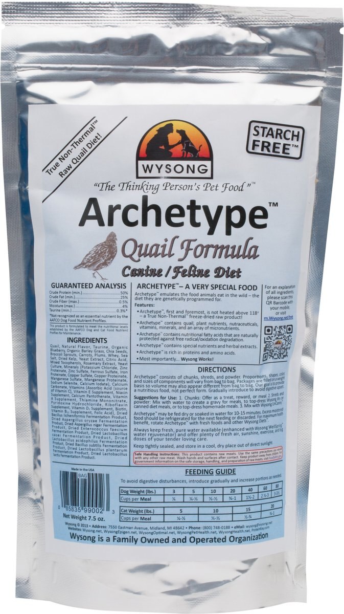 Wysong Archetype Quail Formula Freeze-Dried Raw Dog and Cat Food