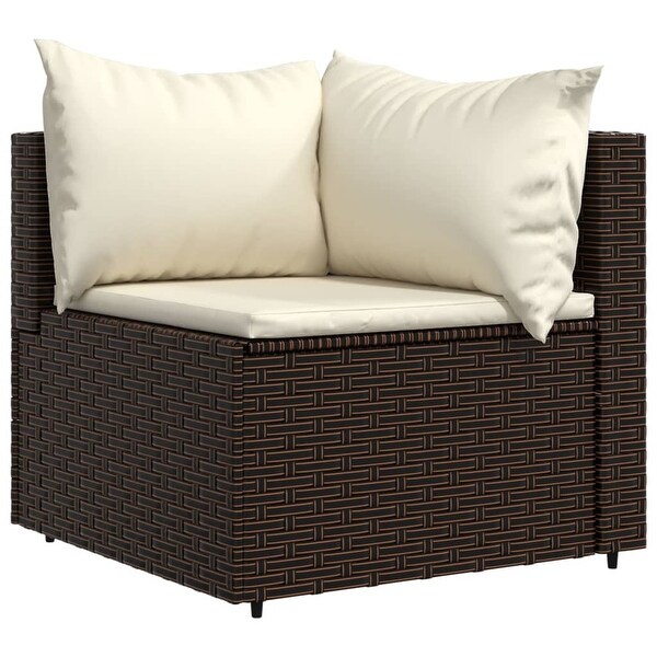 vidaXL Patio Lounge Set with Cushions Brown/Black/Gray Poly Rattan