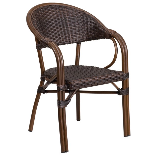 Flash Furniture Milano Series Rattan Restaurant Patio Chair With Bamboo aluminum Frame