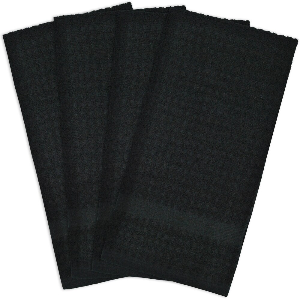 DII Solid Terry Waffle Dishtowel Set of 4