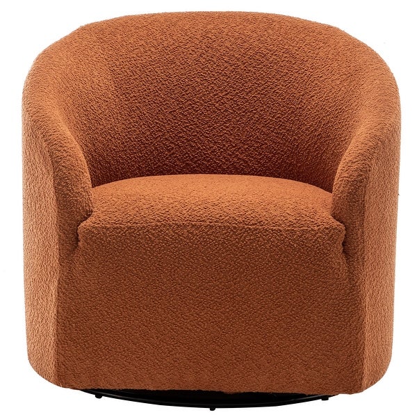 Modern Boucle Upholstered Swivel Barrel Armchair