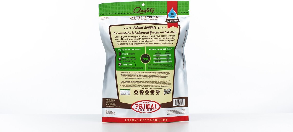 Primal Duck Formula Nuggets Grain-Free Raw Freeze-Dried Cat Food