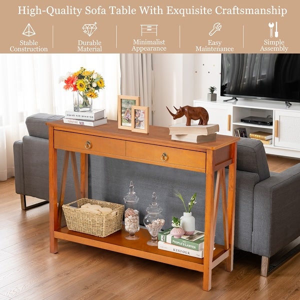 Costway Console Table Storage Shelf Modern Sofa Table w/ Drawer - 42'' x 14'' x 31''