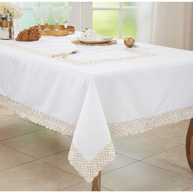 Saro Lifestyle Tablecloth With Braid Embroidered Design