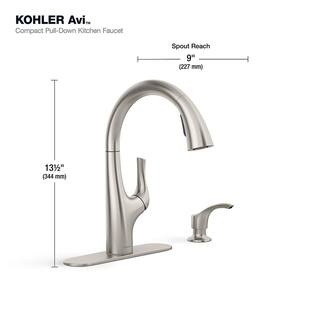 KOHLER Avi Single-Handle Pull Out Sprayer Kitchen Faucet in Vibrant Stainless K-R27141-SD-VS