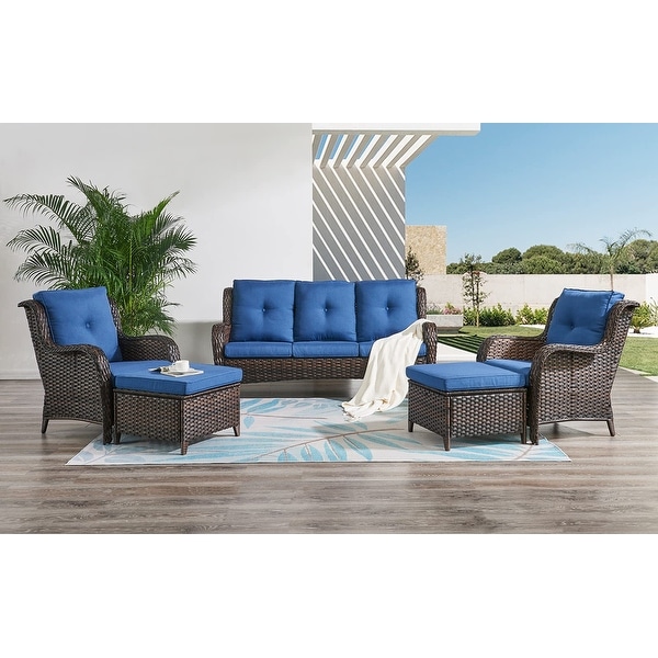 Pocassy 5Piece Patio Furniture Set with Ottomans