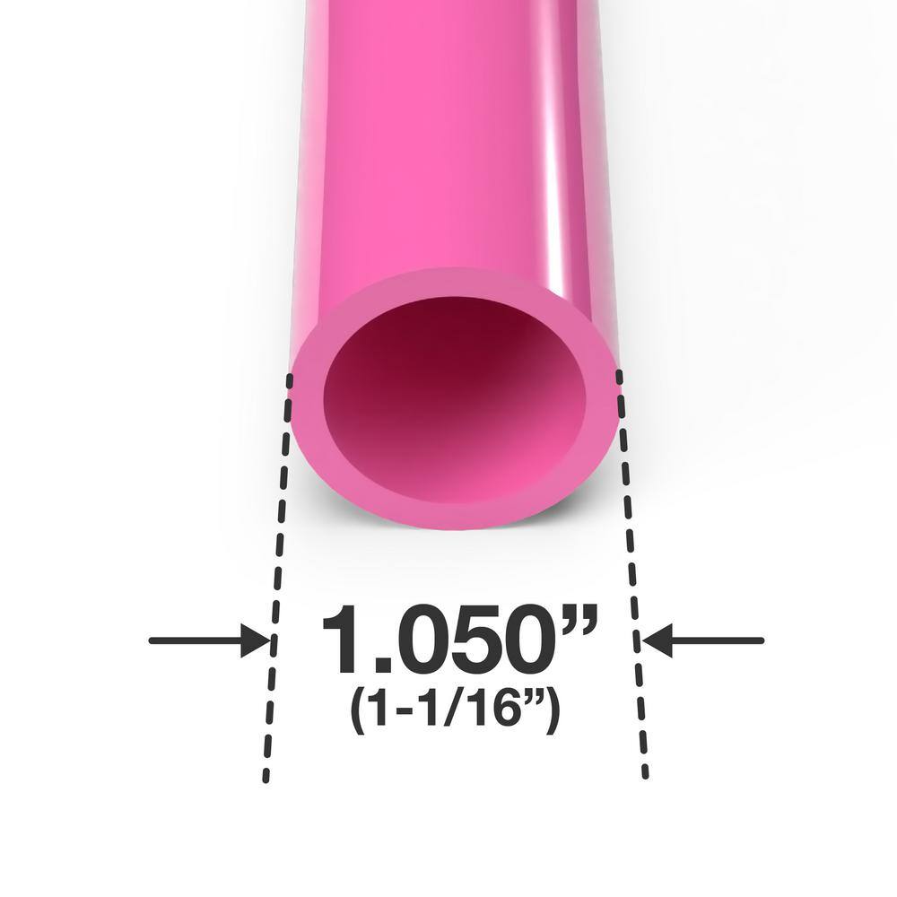 Formufit 34 in. x 5 ft. Furniture Grade Schedule 40 PVC Pipe in Pink Pressure (2-Pack) P034FGP-PK-5x2