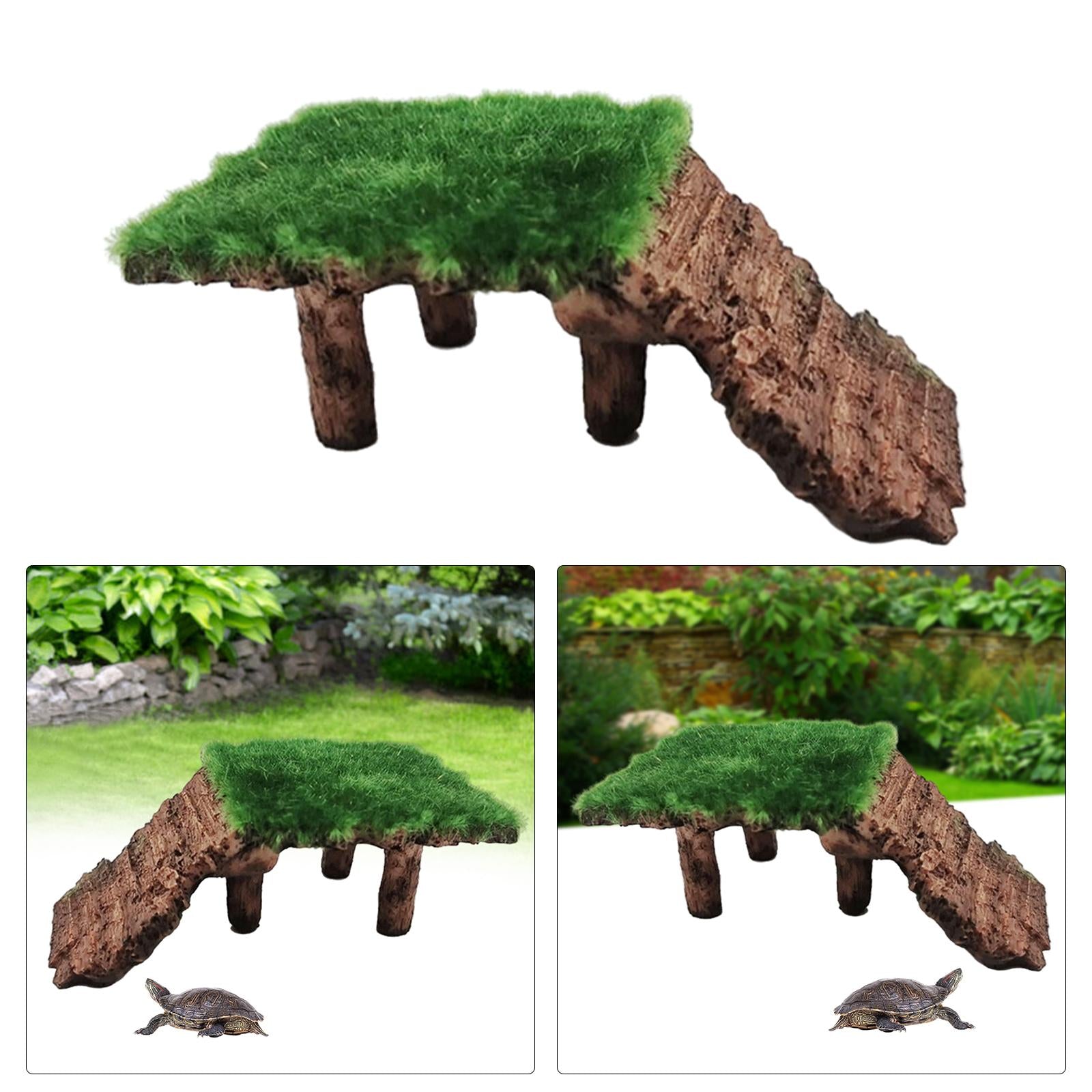 Resin Turtle Terrapin Dock Tortoise Basking Platform with Ramp Ornament Durable Friendly for Terrarium Tank Cave Hide-Out easy to clean ， 11x6.5x4cm B