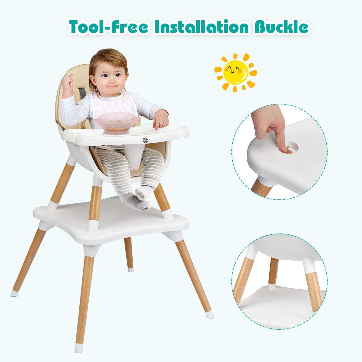 BABY JOY 5 in 1 High Chair, Baby Eat & Grow Convertible High Chair/Booster Seat/Toddler Chair & Table