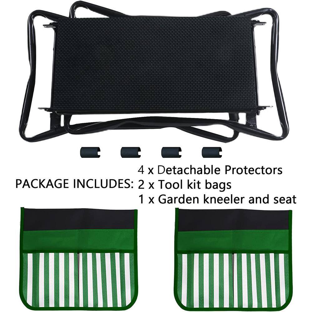 23 in. 2-Pack Black Garden Tools Portable Foldable Garden Kneeling Mat and Seat B091YNGY53