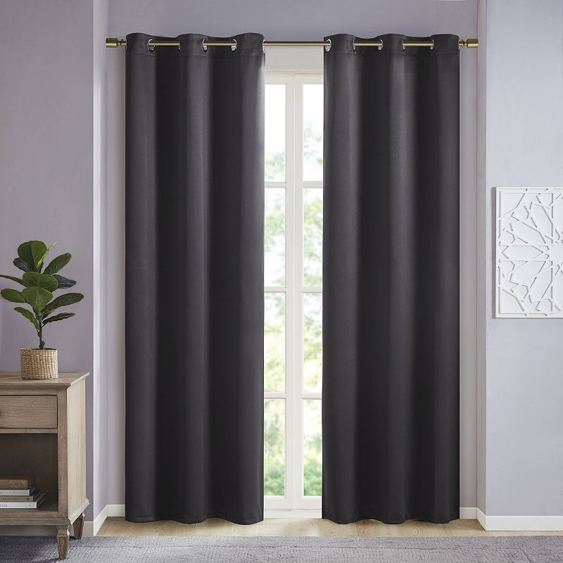 SunSmart 2-pack Brent Solid Room Darkening Triple Weave Grommet Top Window Curtains