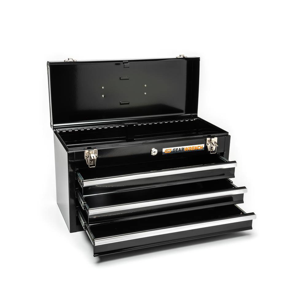 GEARWRENCH 20 in. Black Powder Coated Steel 3-Drawer Portable Locking Tool Box 83151