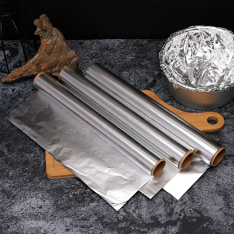 10/15 Microns Food Grade Aluminum Foil Household Catering Aluminum Foil Roll Lightweight Barbecue Baking Aluminum Foil Paper