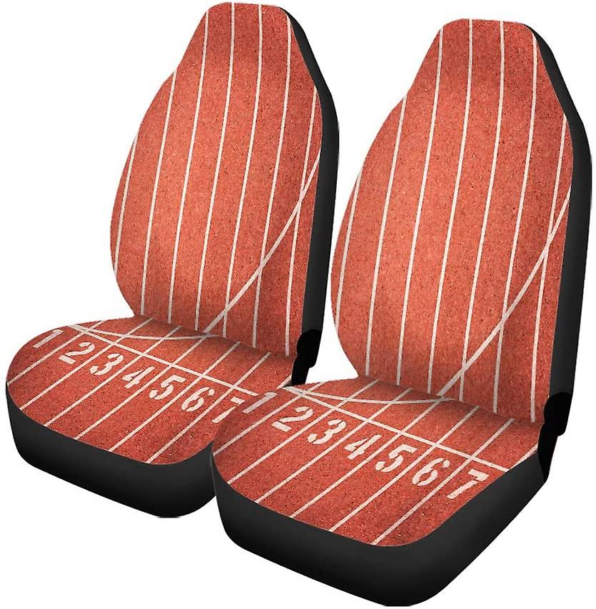 Set Of 2 Car Seat Covers Red Running Track Athletic Stadium Universal Auto Front Seats Protector Fits For Car，suv Sedan，truck