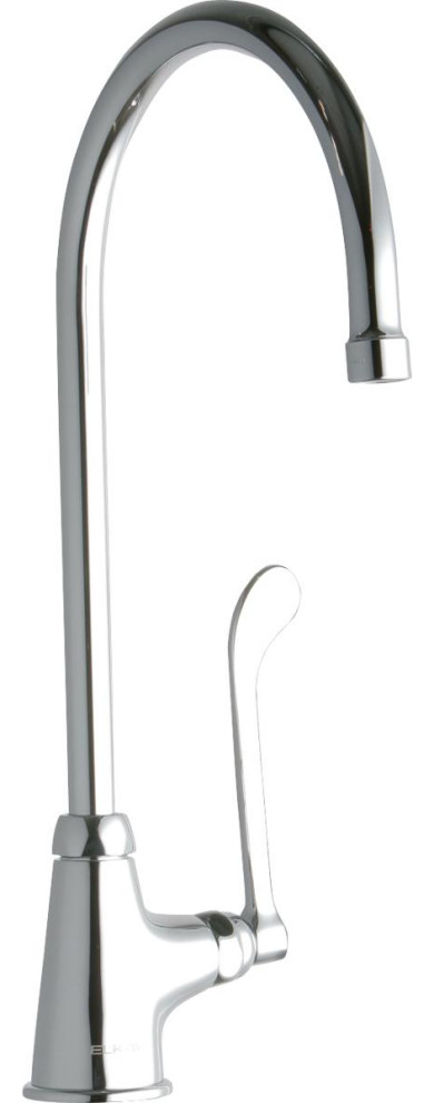 LK535GN08T6 Single Hole With Faucet With 8 quotGooseneck Spout Chrome   Contemporary   Utility Sink Faucets   by Buildcom  Houzz