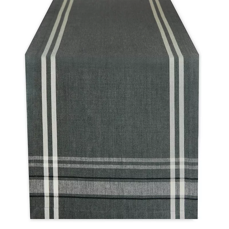 14 x 72 Gray and White French Chambray Pattern Rectangular Table Runner