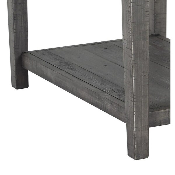 Farmhouse Style Wooden End Table with 1 Drawer and Open Bottom Shelf， Gray - 25 H x 17 W x 26 L Inches