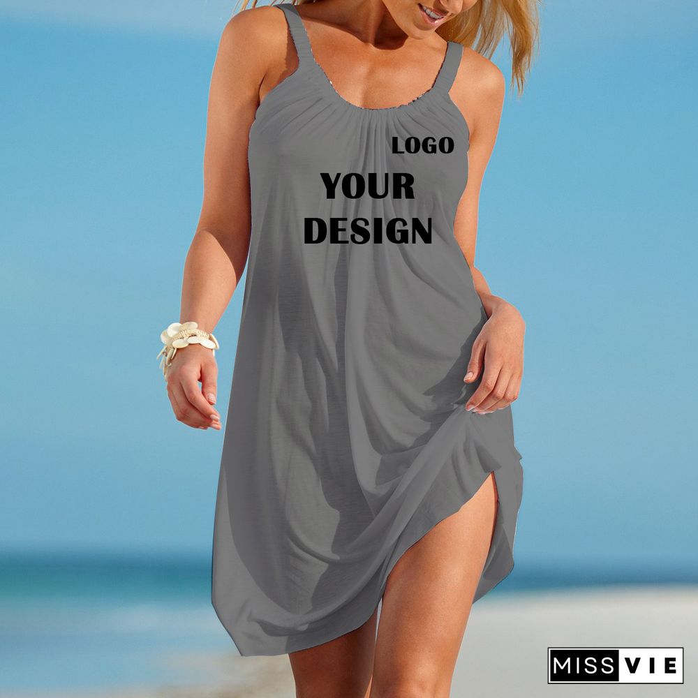 Custom Beach Dress Make Your Own Design Logo Text Women Print Original Design High Quality Gift Dress Free Shipping Size S 5Xl