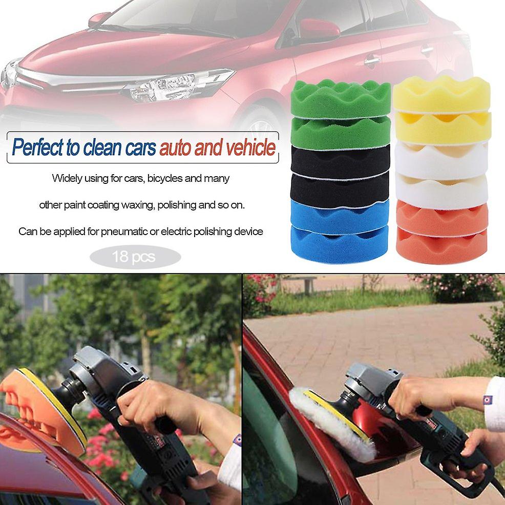 18pcs 4 Inch High Grossy Car Sponge Polishing Waxing Buffing Pad Adapter Drill