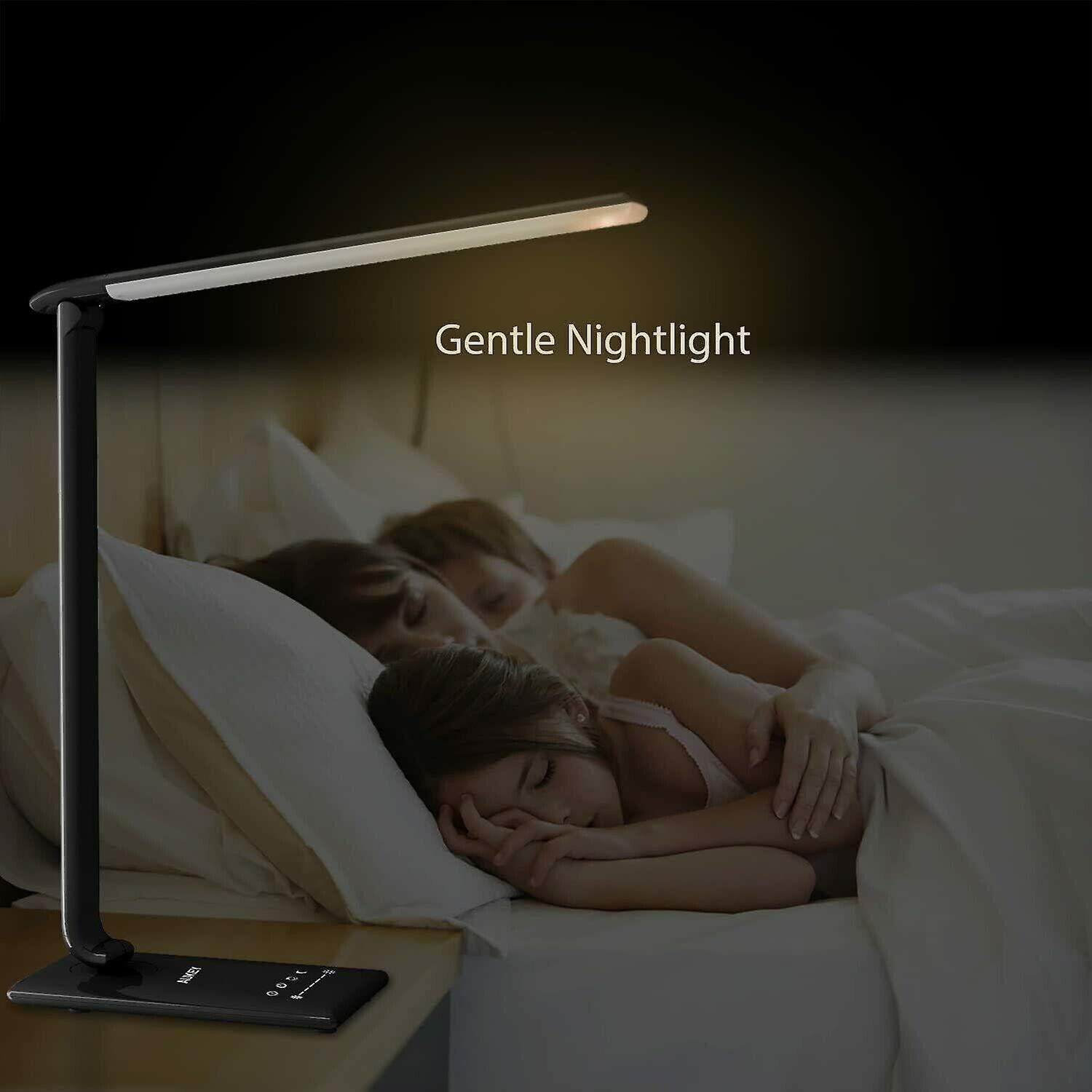 Aukey led desk lamp 5 colours temperatures 7 brightness levels usb charging port