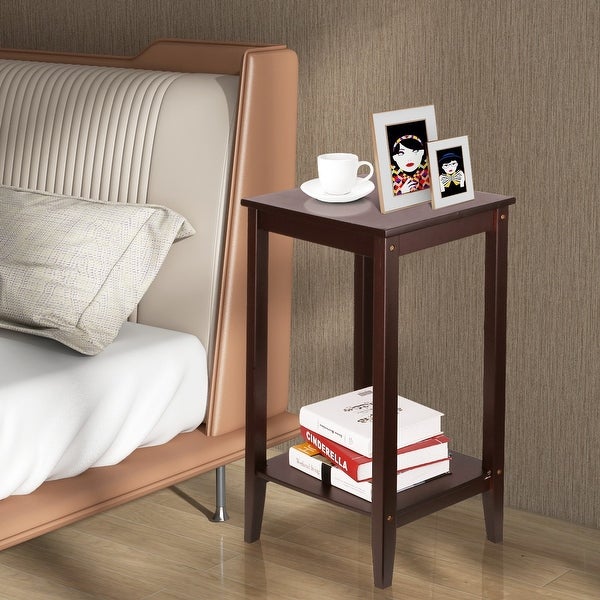 Nightstand， Bed Side Table with Shelf， Night Stand for Bedroom， End Table for Closet， Dorm， Living Room