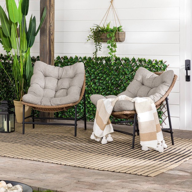 2pk Papasan Scoop Outdoor Patio Chair Natural Saracina Home