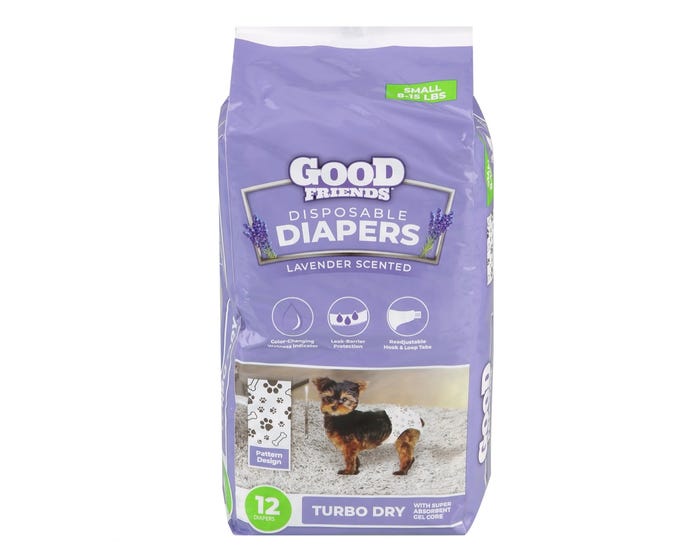 Good Friends Lavender Scented Disposable Diapers for Puppies - Small， 12 Count - 89-225-0204