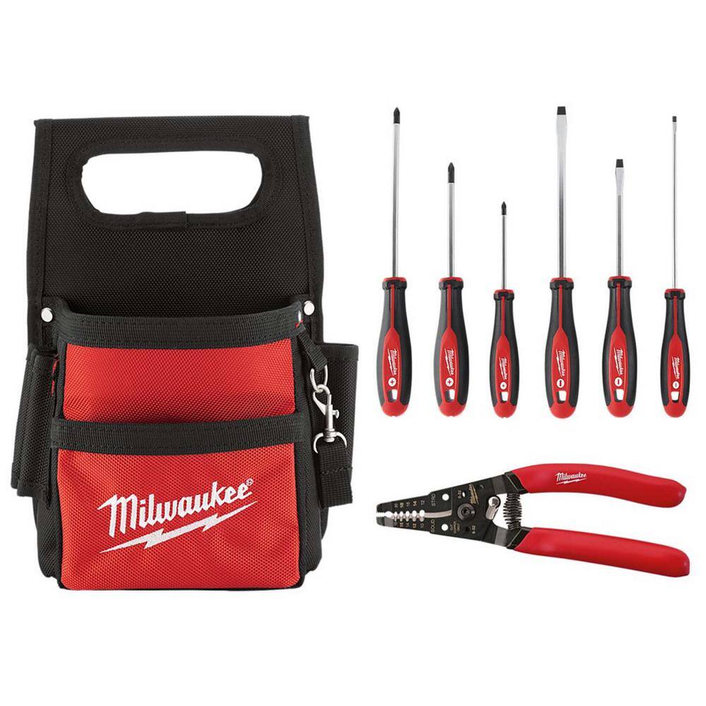 MW Electricians Tool Pouch With Hand Tool Set (7-Piece) 48-22-8111-48-22-2706-48-22-6109