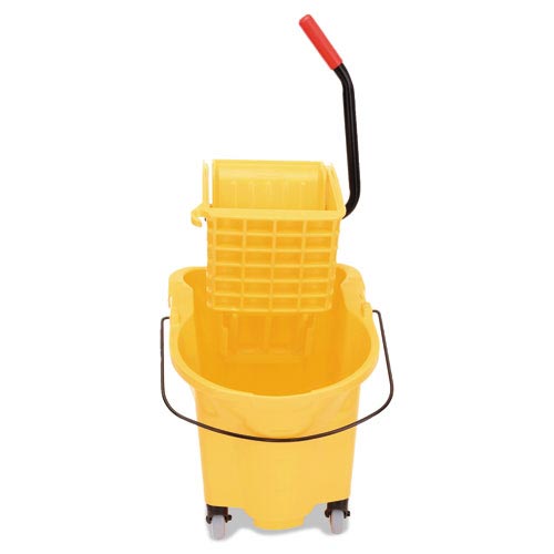 Rubbermaid Wavebrake 26 Quart Side Press Mop Bucket and Wringer Combo | Yellow | RCP748000YEL