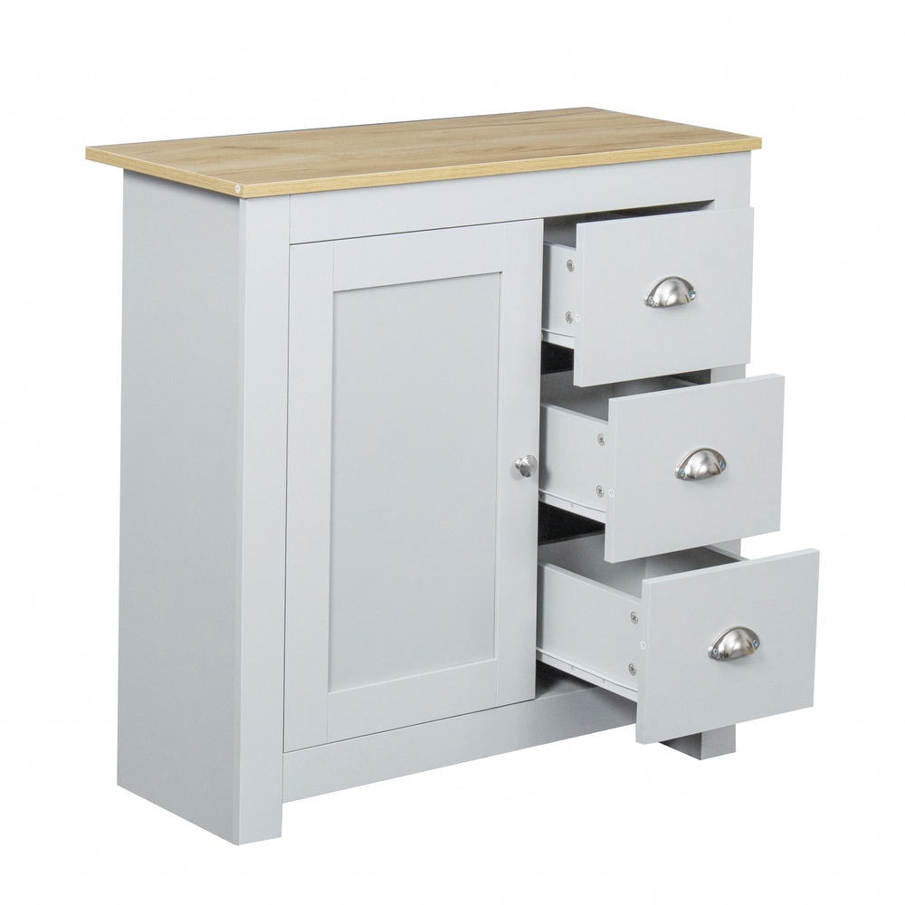 Kitchen Sideboard Buffet Storage Cabinet with 3 Drawers and Door