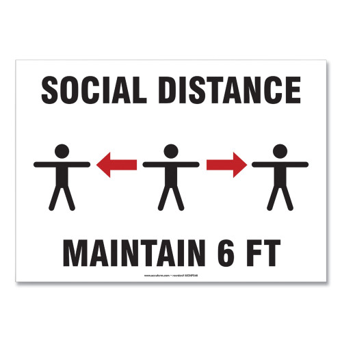 Accuform Social Distance Signs， Wall， 10 x 7， 