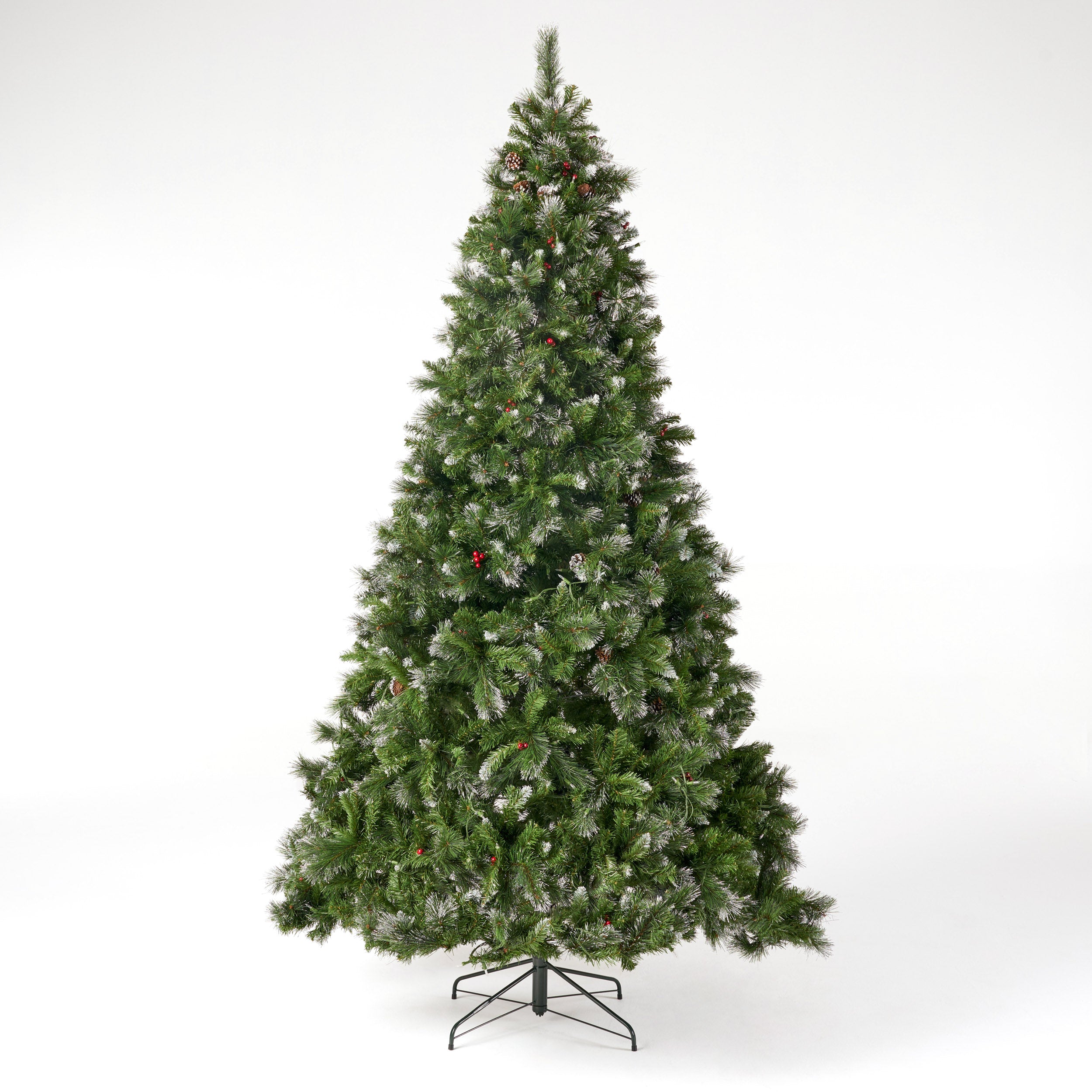 9-foot Mixed Spruce Pre-Lit Clear LED Hinged Artificial Christmas Tree with Glitter Branches