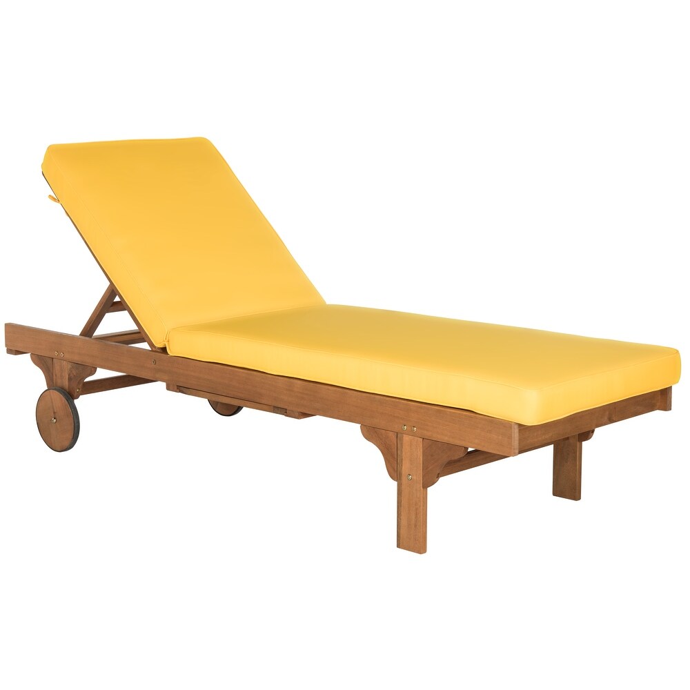 SAFAVIEH Outdoor Living Newport Brown/Yellow Cart Wheel Adjustable Chaise Lounge Chair   27.6\